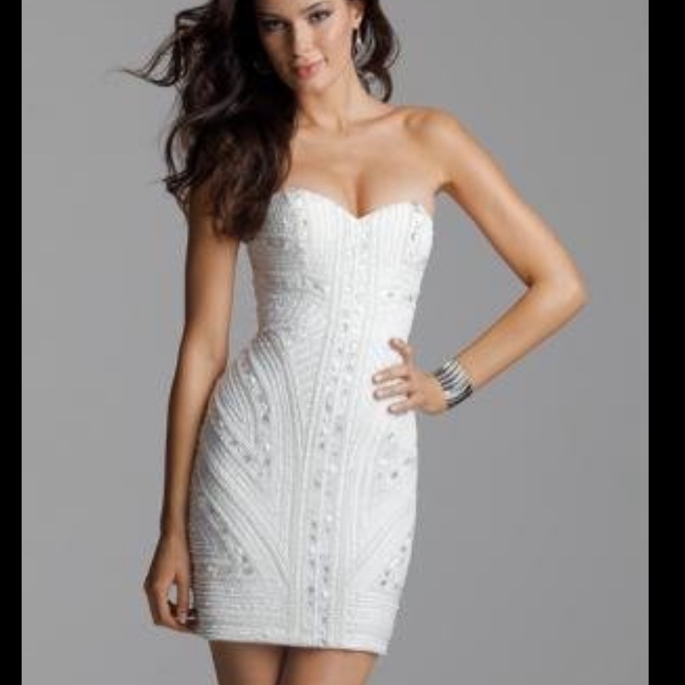 Clarisse white beaded cocktail dress size 2